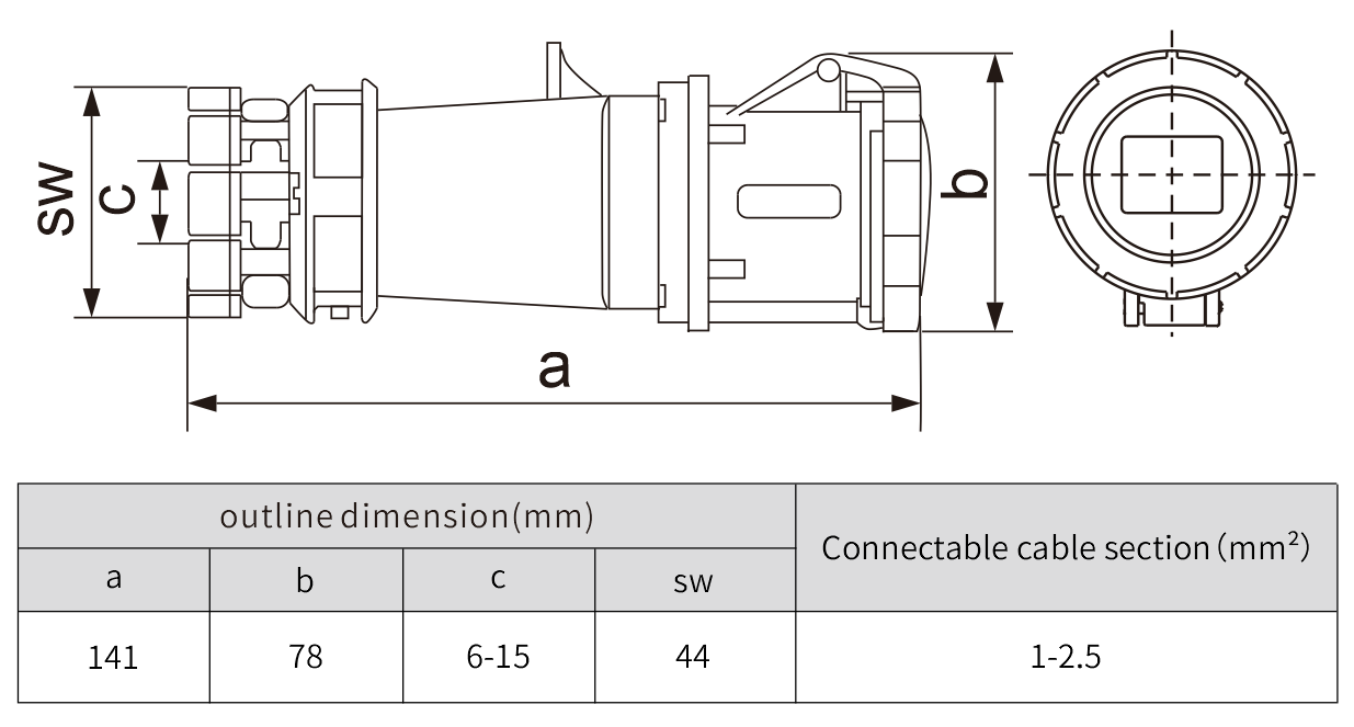 IEC 60309-2 16A IP44 Waterproof female industrial socket