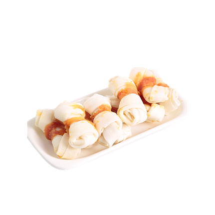 Cowhide Knotted Bone Twined By Chicken
