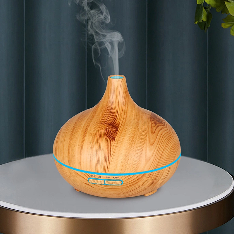 Professional Modern Electric 300 ml wood grain Aroma Diffuser With 7 color light humidifier