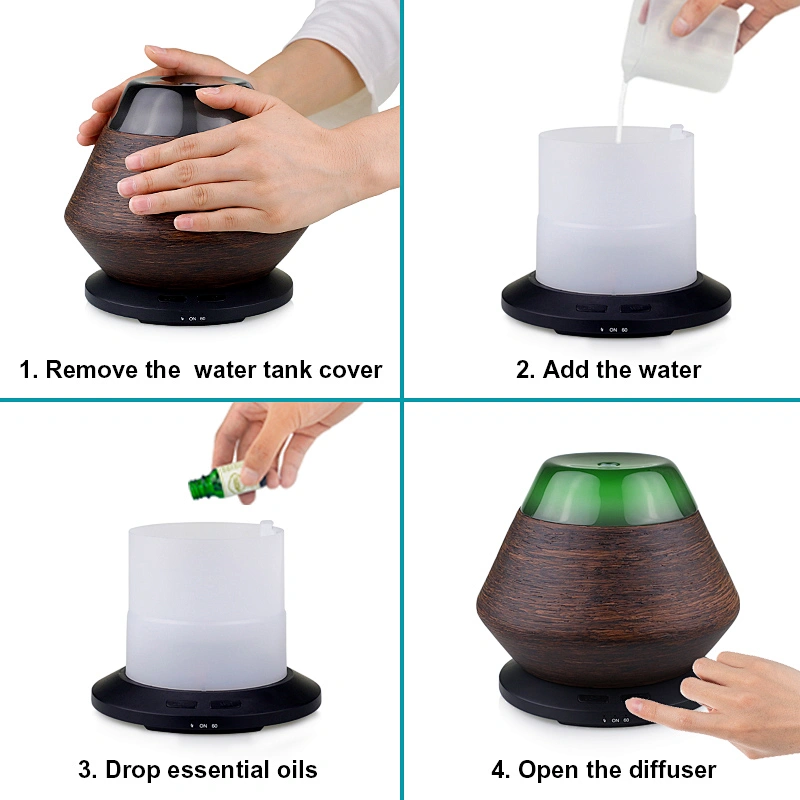 Mini portable scent air humidifier 7 colors LED light cool Mist classical natural resin essential oil diffuser