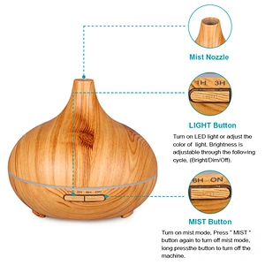 Professional Modern Electric 300 ml wood grain Aroma Diffuser With 7 color light humidifier