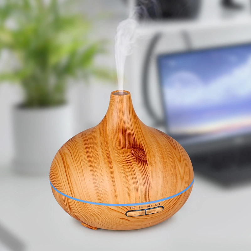 Professional Modern Electric 300 ml wood grain Aroma Diffuser With 7 color light humidifier