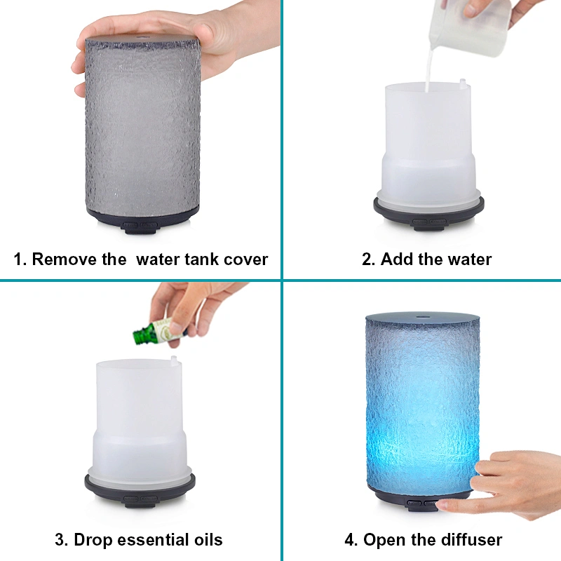 portable ultrasonic cool mist diffuser with 7 color and warm light essential oil air humidifier