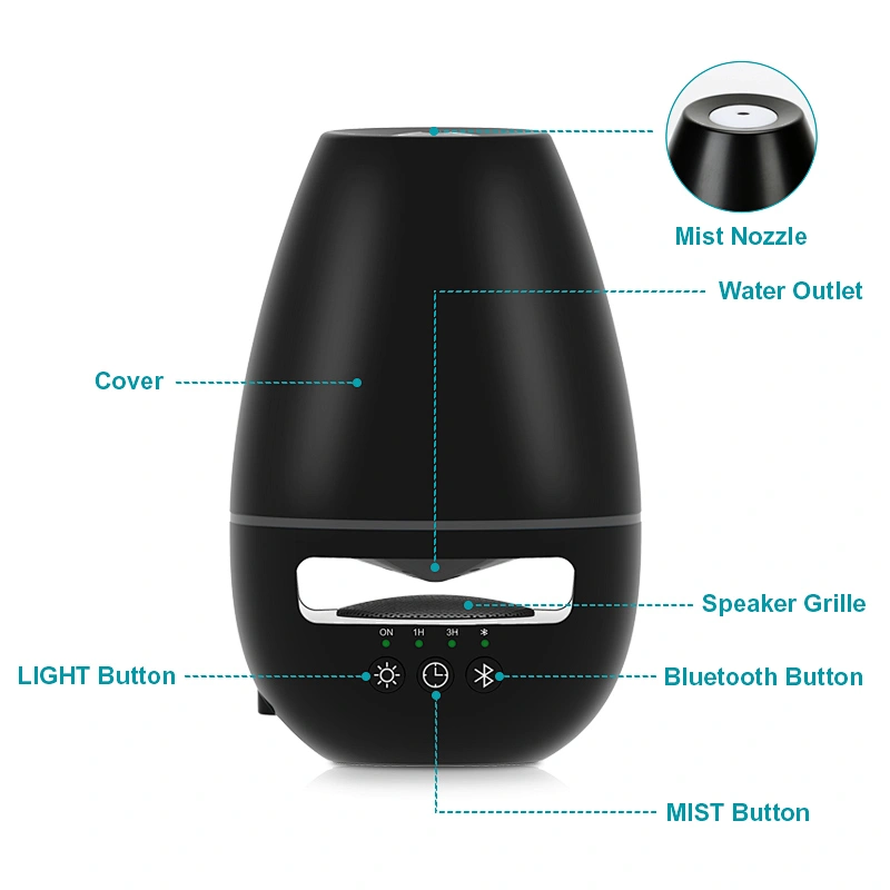Essential Oil Diffuser with Bluetooth Speaker ultrasonic aroma diffuser with 7 color changing light diffuser