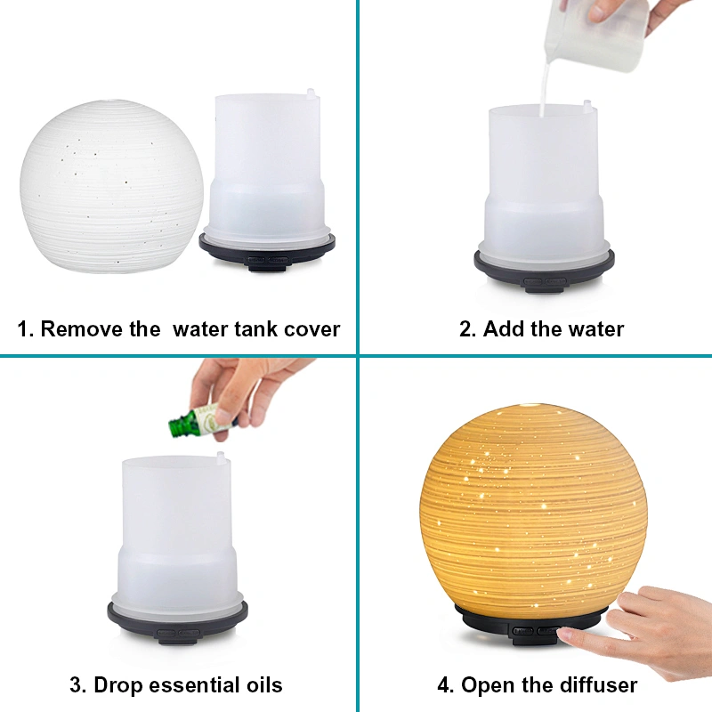 wholesale 100ml hand make ceramic essential oil ultrasonic fragrance aromatherapy 7 color light aroma diffuser