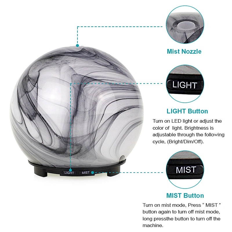 Hot sale 7 color changing electric fragrance air humidifier fragrance essential oil glass diffuser