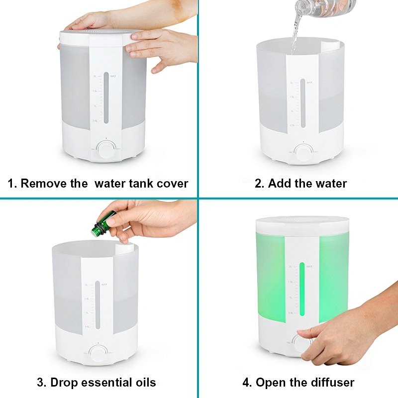 Humidifiers for Bedroom, Cool Mist Ultrasonic with Essential Oil Dual 360°Rotation Nozzles humidifier