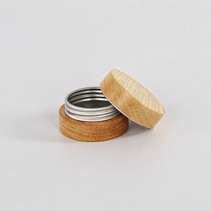 Cosmetic skincare natural bamboo aluminum with different wooden material covered jar