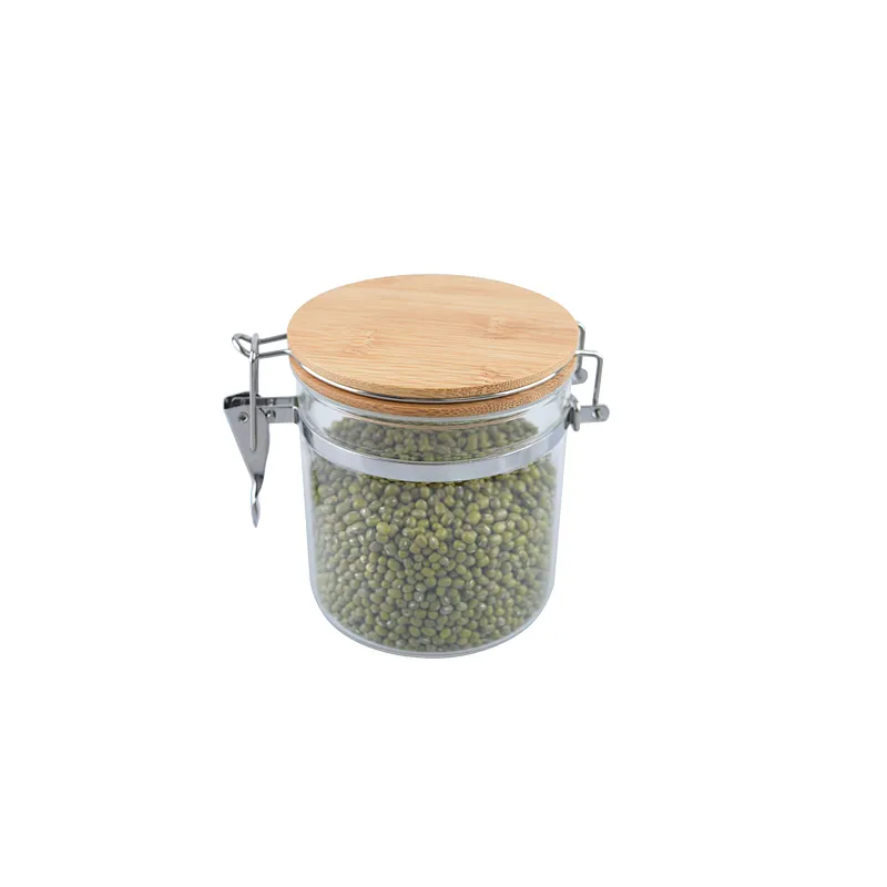 Food Storage Jar with Wooden Lid Glass Airtight Seal Clear Food Canister Serving high quality borosilicate glass storage jar
