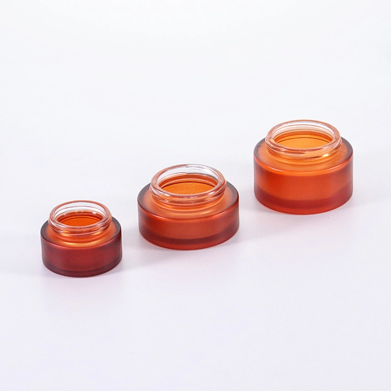 Cosmetic packaging cream container 5ml 15ml 30ml 50ml 100ml frost clear amber glass jar with real bamboo lid