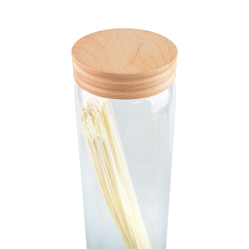 Transparent Kitchen Airtight Storage Jar with Bamboo Lid
