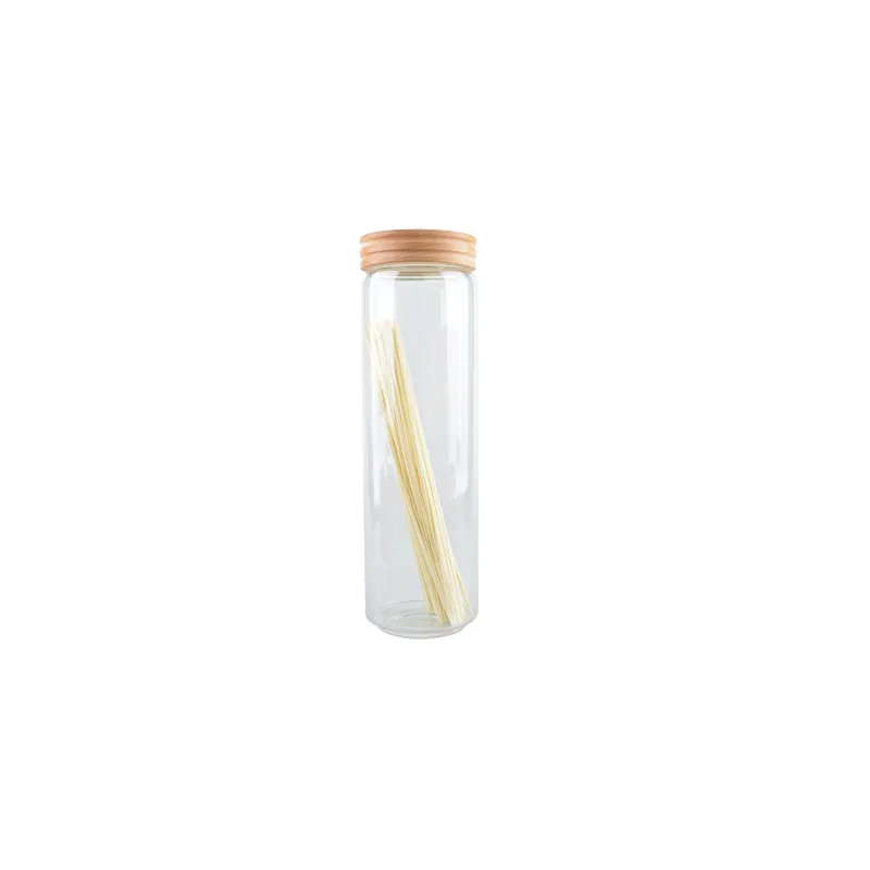 Transparent Kitchen Airtight Storage Jar with Bamboo Lid