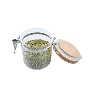Food Storage Jar with Wooden Lid Glass Airtight Seal Clear Food Canister Serving high quality borosilicate glass storage jar