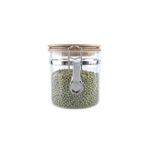 Food Storage Jar with Wooden Lid Glass Airtight Seal Clear Food Canister Serving high quality borosilicate glass storage jar