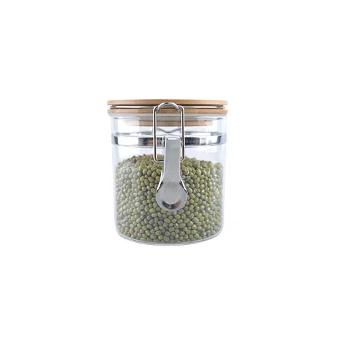 Food Storage Jar with Wooden Lid Glass Airtight Seal Clear Food Canister Serving high quality borosilicate glass storage jar