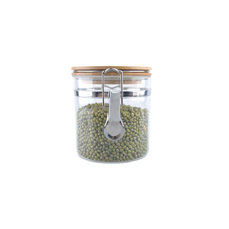 Food Storage Jar with Wooden Lid Glass Airtight Seal Clear Food Canister Serving high quality borosilicate glass storage jar