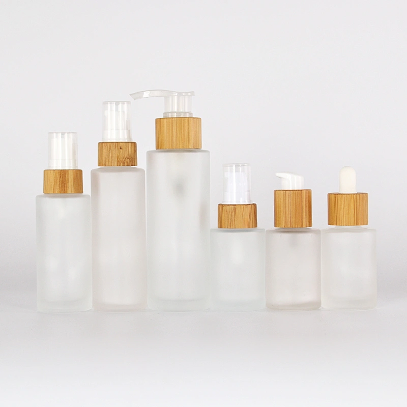 Frosted Glass Refillable Lotion Essential Oil Pump Spray Bottle