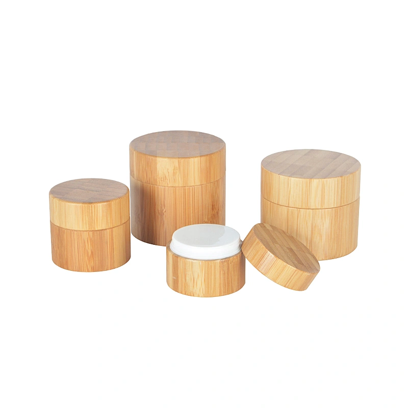 Wholesale recyclable bamboo full covered plastic jar with wooden lid