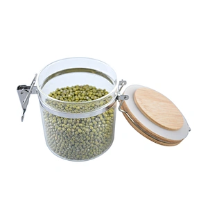 Glass Storage Jar with Wooden Lid Wholesale