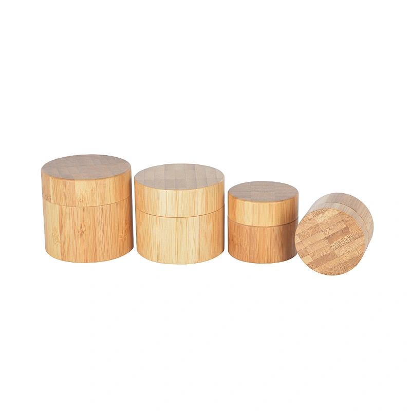 Wholesale recyclable bamboo full covered plastic jar with wooden lid