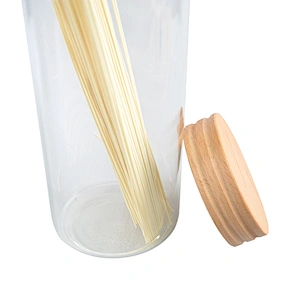 Transparent Kitchen Airtight Storage Jar with Bamboo Lid