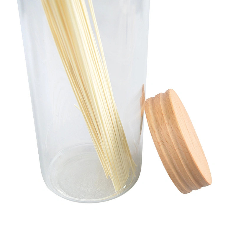 Transparent Kitchen Airtight Storage Jar with Bamboo Lid