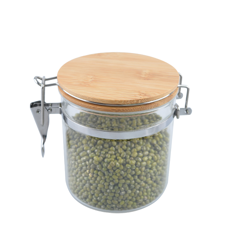 Glass Storage Jar with Wooden Lid Wholesale