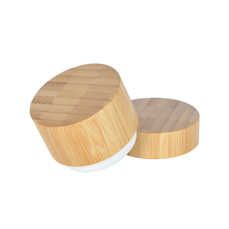 Wholesale recyclable bamboo full covered plastic jar with wooden lid