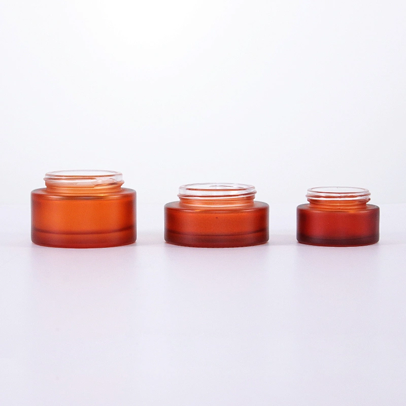Cosmetic packaging cream container 5ml 15ml 30ml 50ml 100ml frost clear amber glass jar with real bamboo lid