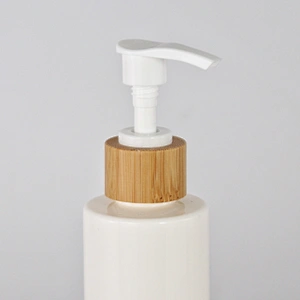 Packaging cosmetic spray pump bottle with bamboo with bamboo lid