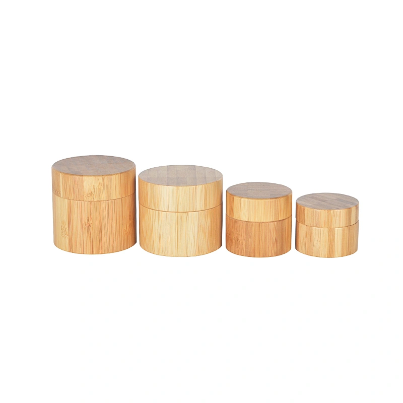 Wholesale recyclable bamboo full covered plastic jar with wooden lid