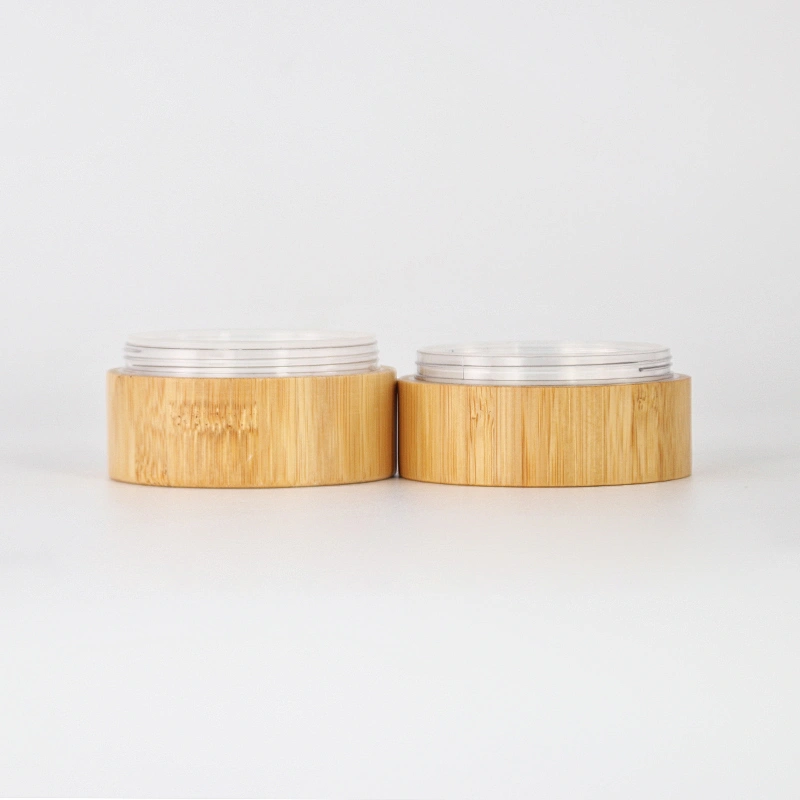 Bamboo cosmetic packaging loose powder jar container with sifter custom logo