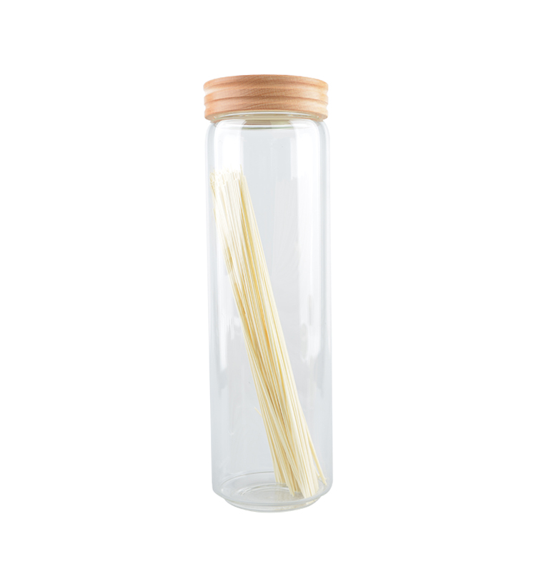 Transparent Kitchen Airtight Storage Jar with Bamboo Lid
