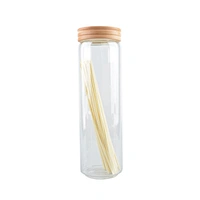 Transparent Kitchen Airtight Storage Jar with Bamboo Lid