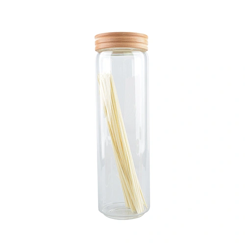 Transparent Kitchen Airtight Storage Jar with Bamboo Lid