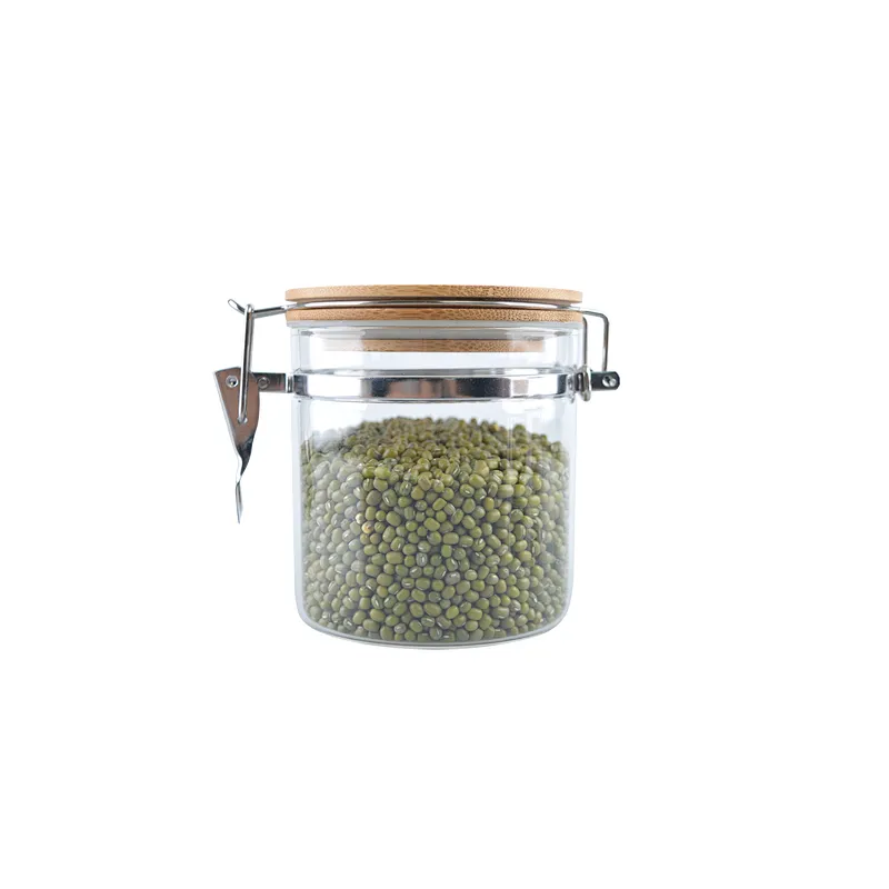 Food Storage Jar with Wooden Lid Glass Airtight Seal Clear Food Canister Serving high quality borosilicate glass storage jar
