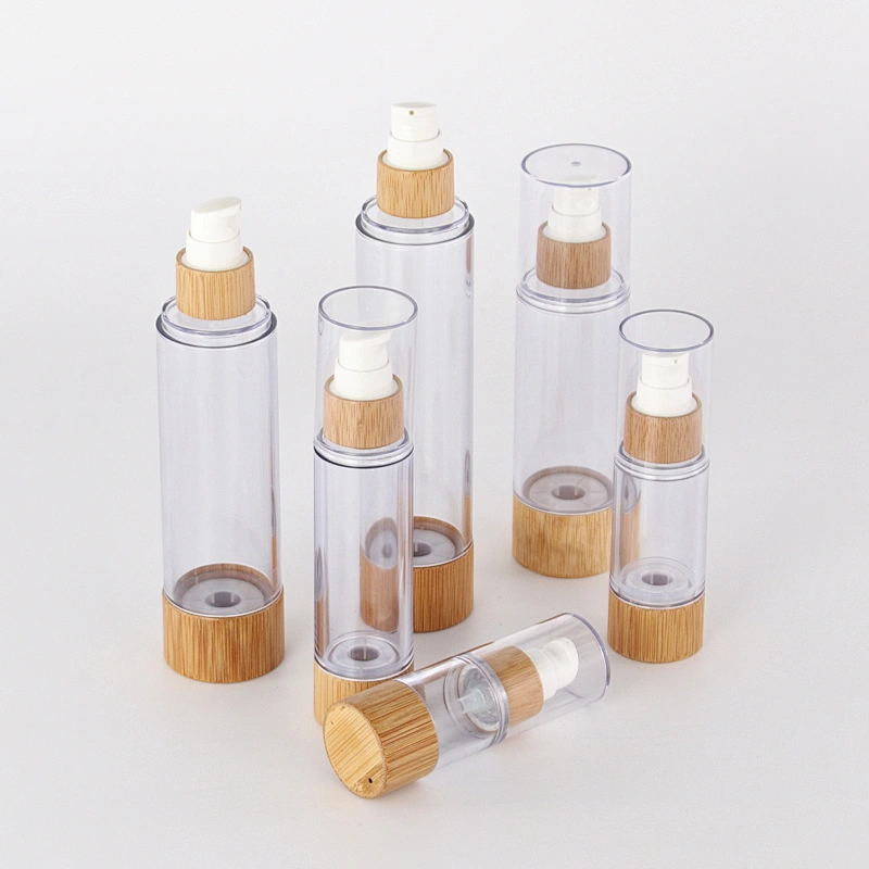 Hot Sale Plastic Dispenser Lotion Pump Airless Bottle with Bamboo Pump