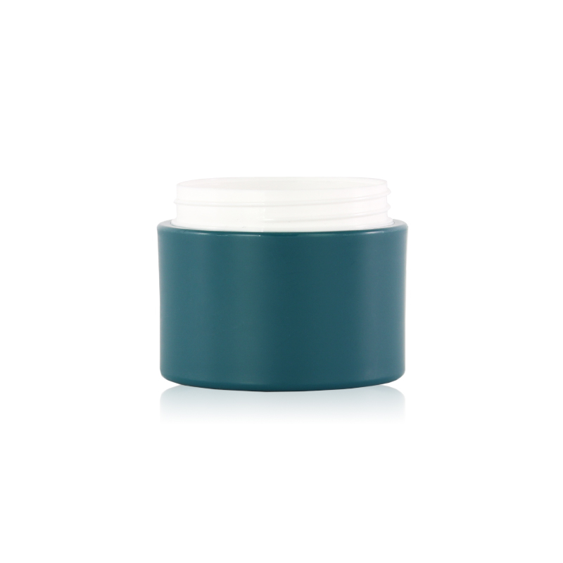 Bamboo Lid Blue PP Full Cover Cosmetic Container Jar for Cream