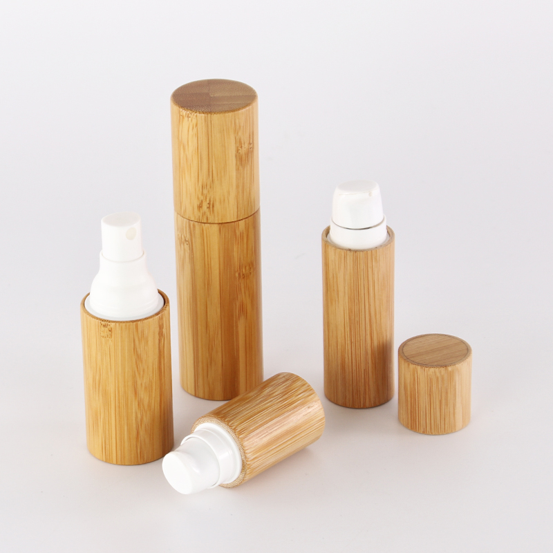 Eco friendly bamboo wooden lotion bottle with bamboo lid