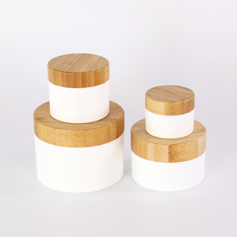 Recyclable material real bamboo lid for PP plastic jar,empty cosmetic cream plastic jar