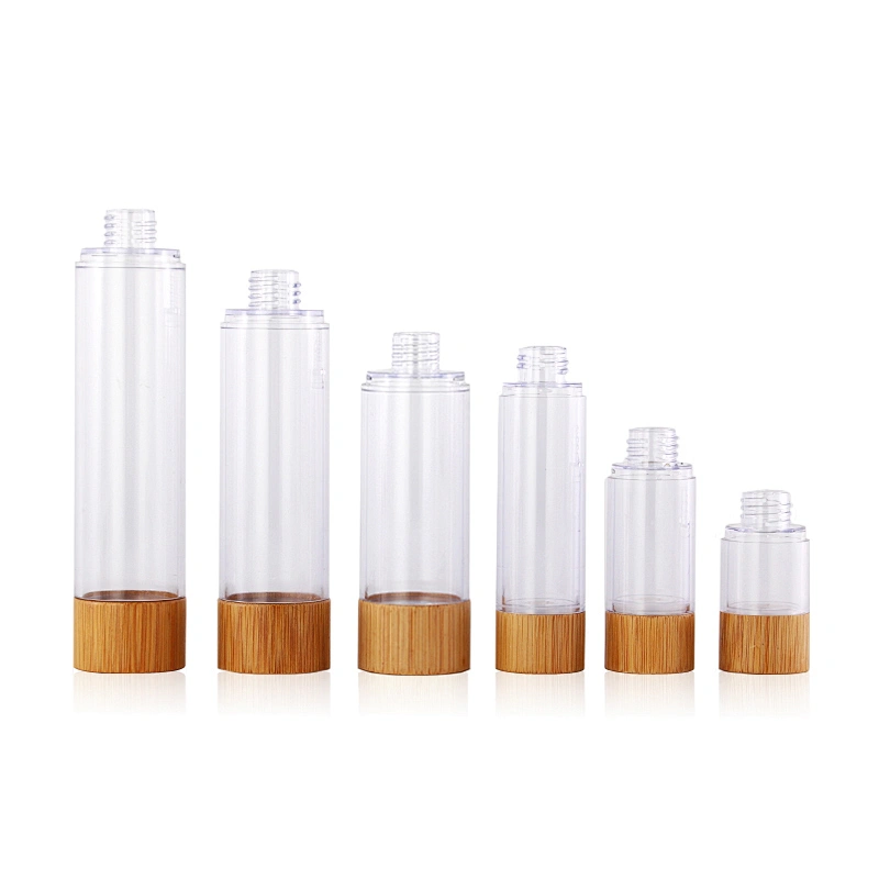 Eco-friendly 15ml 30ml 50ml 100ml Hot Sale Plastic Dispenser Lotion Pump Airless Bottle with Bamboo Pump bottle