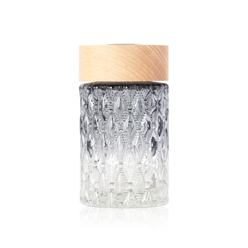 Empty 150ml round frost reed diffuser bottles with wood cap