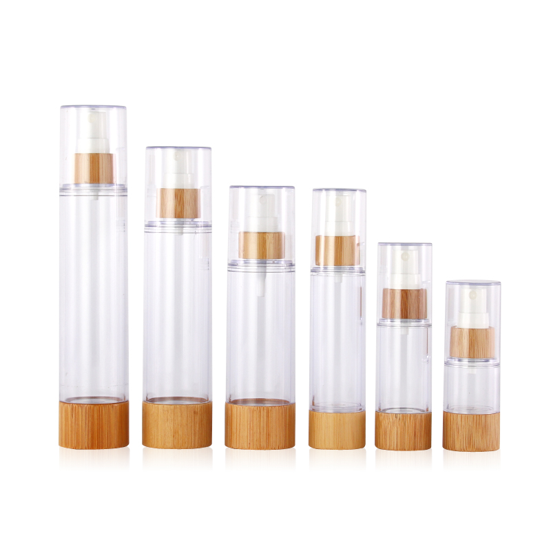 Eco-friendly 15ml 30ml 50ml 100ml Hot Sale Plastic Dispenser Lotion Pump Airless Bottle with Bamboo Pump bottle
