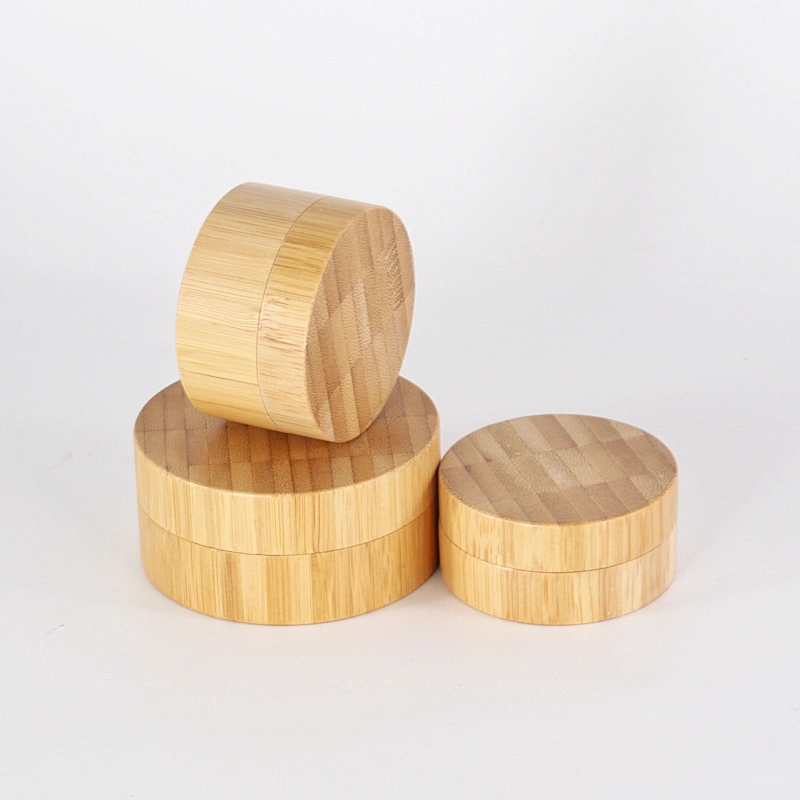Natural 5g 10g 15g custom full bamboo wooden cream plastic/glass jar with screw lid for cosmetic bamboo cover