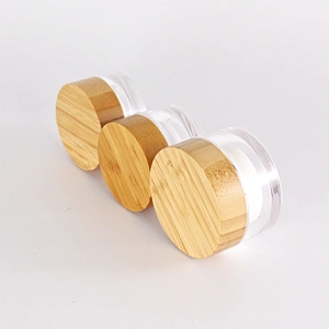 Hot Selling Environmental friendly Clear Glass Cream Jar 20g 30g 50g with Bamboo Wooden Lid Empty Cosmetic Containers