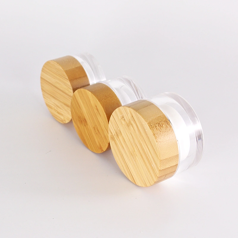 Hot Selling Environmental friendly Clear Glass Cream Jar 20g 30g 50g with Bamboo Wooden Lid Empty Cosmetic Containers