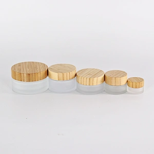 5g/10g/15g/30g/50g/100g matte clear glass jars for cosmetic containers and packaging with bamboo lidv