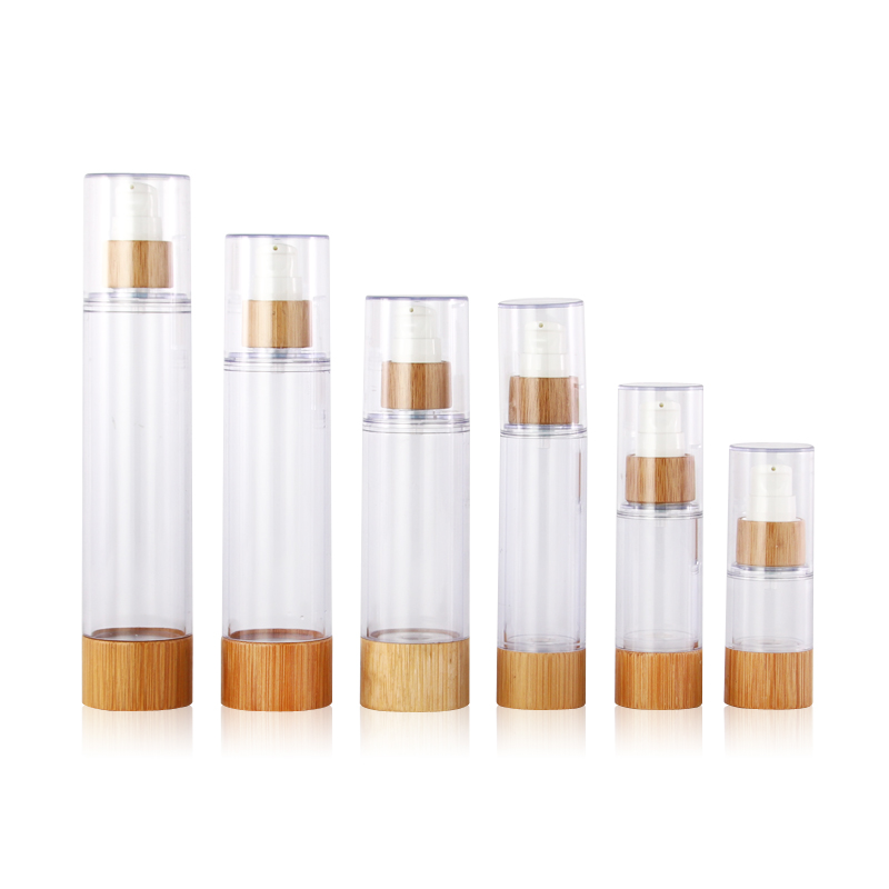 Hot Sale Plastic Dispenser Lotion Pump Airless Bottle with Bamboo Pump