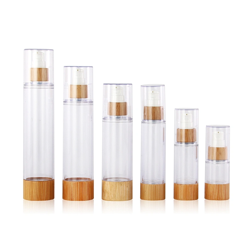 Hot Sale Plastic Dispenser Lotion Pump Airless Bottle with Bamboo Pump