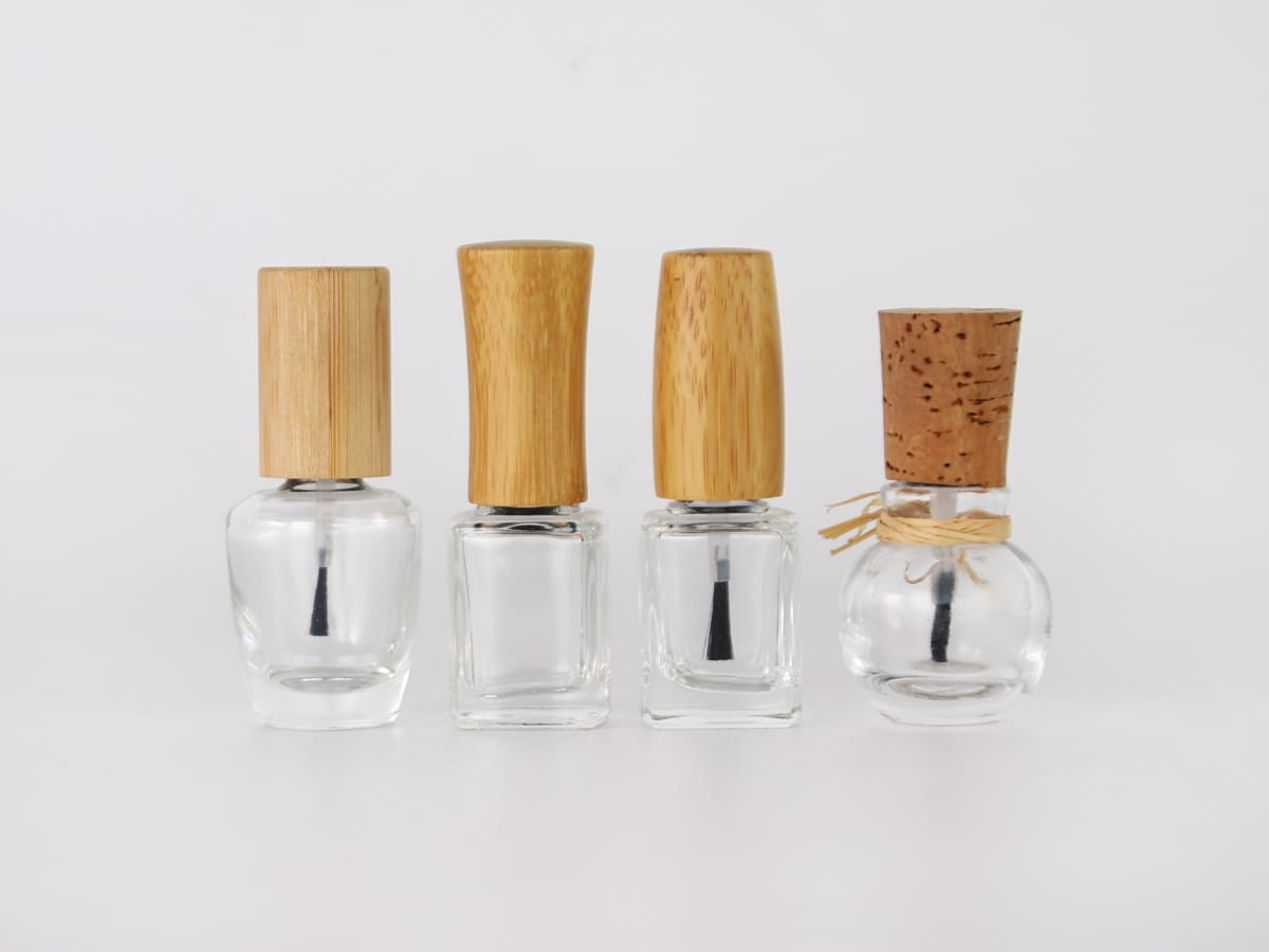 Nail Polish Glass Bottle with Wooden Lid